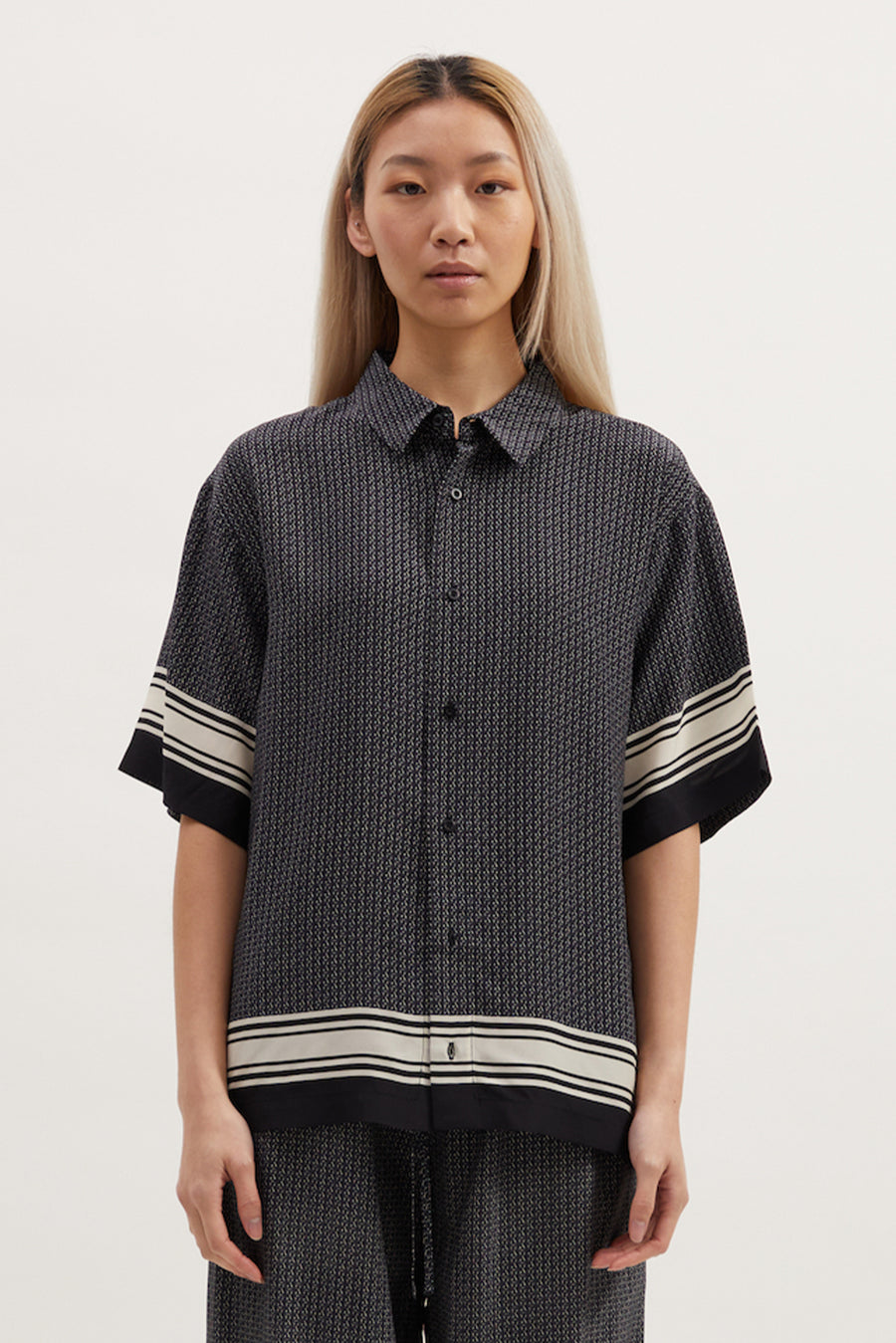 BLAKE BUTTON UP SHIRT - BLACK PRINT