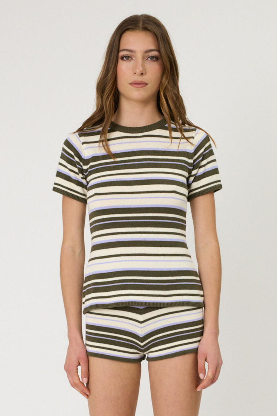 BOWIE TEE - OLIVE STRIPE