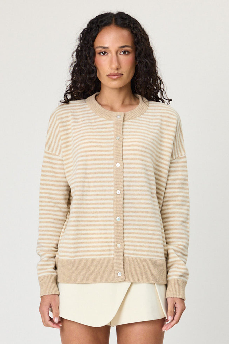 TALI CARDIGAN - LATTE STRIPE