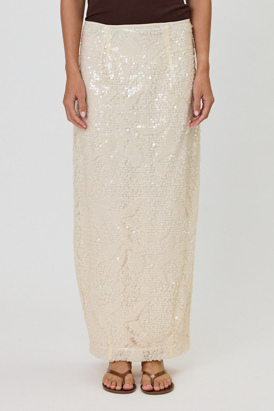 LARISSA MAXI SKIRT - VANILLA SEQUIN