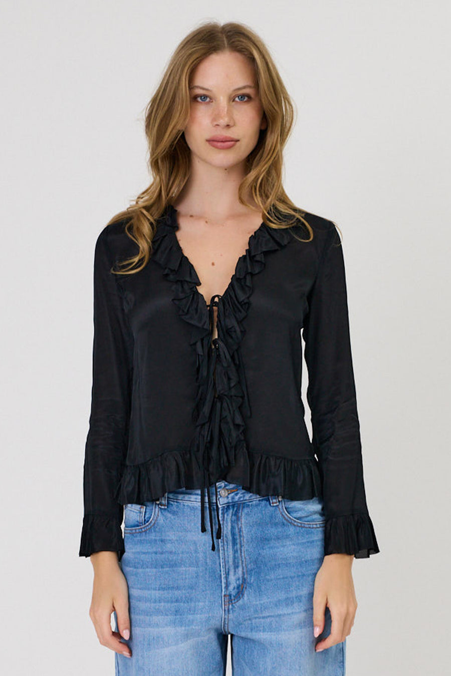 ELORA TIE TOP - BLACK