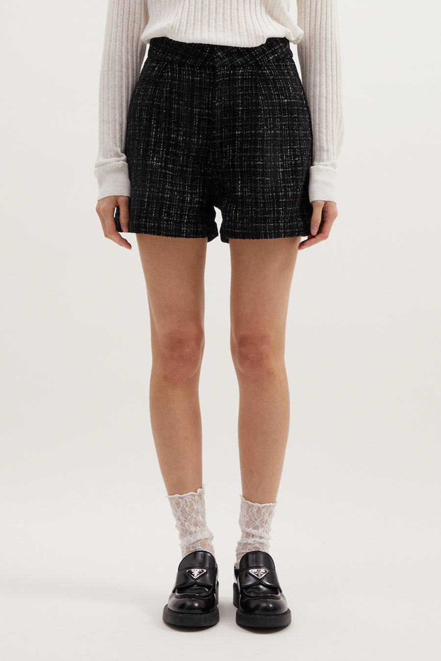 KYLA SHORTS - BLACK BOUCLE