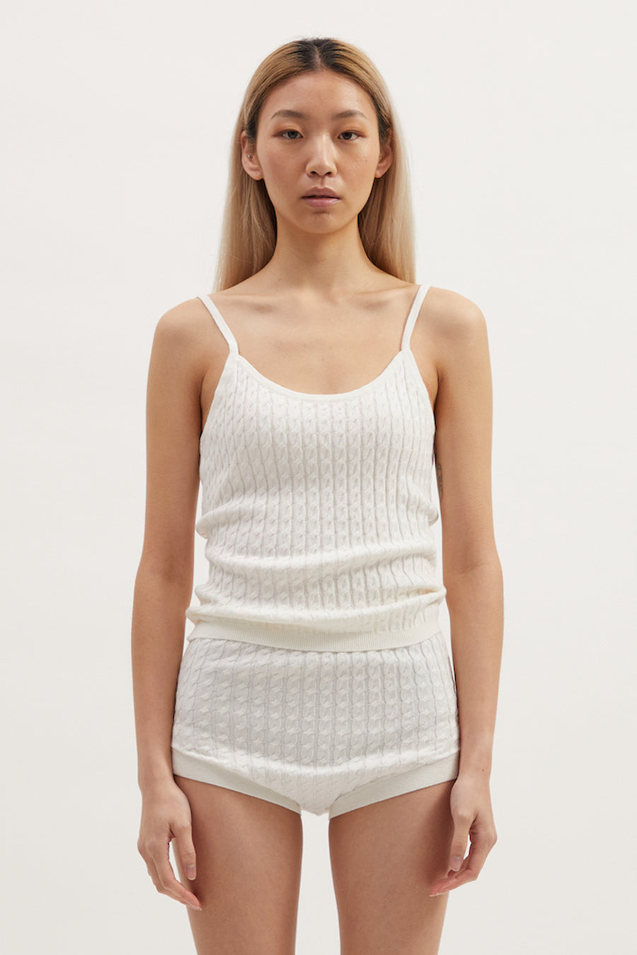 MAE CABLE KNIT TANK - IVORY