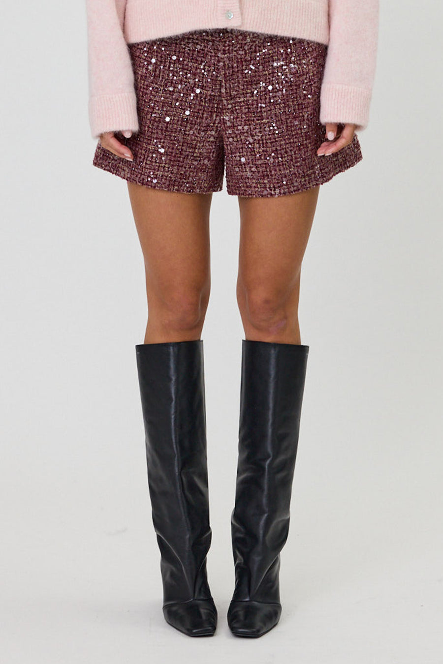 MILAN SHORTS  - POMEGRANATE WITH SEQUINS