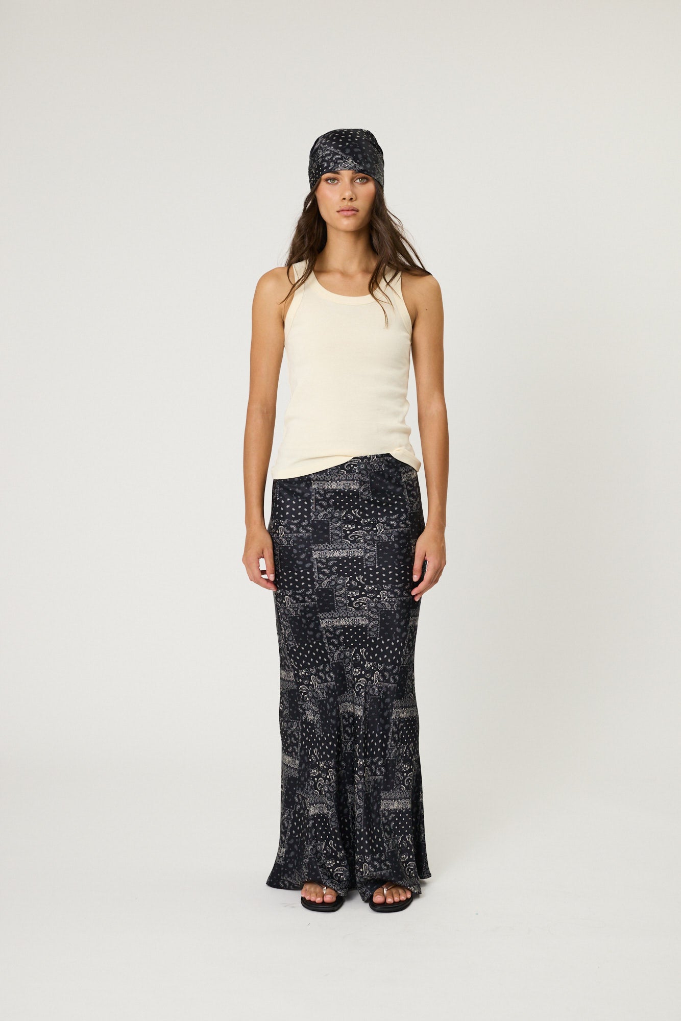 RIVER MAXI SKIRT - BLACK BANDANA
