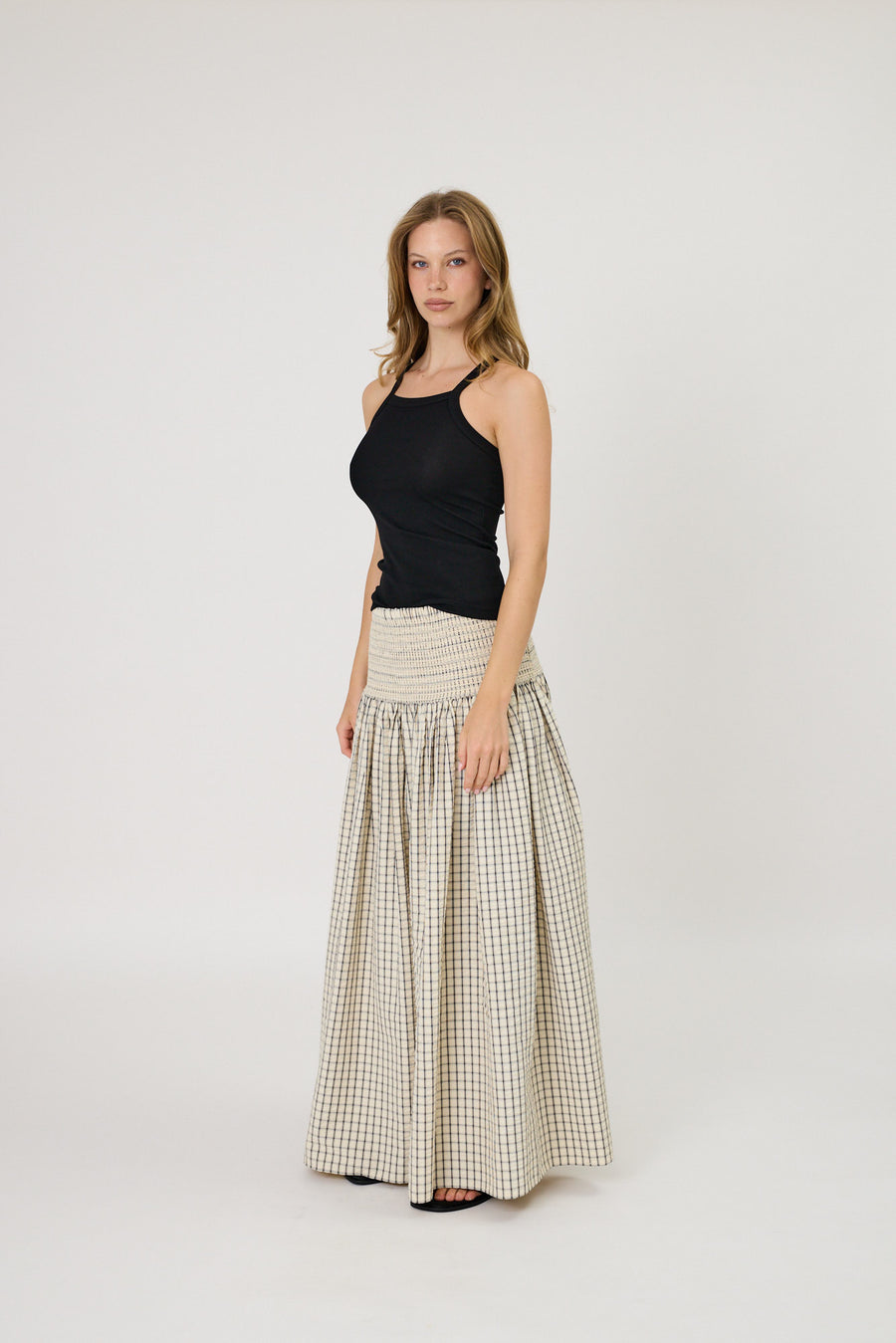 LAINEY SKIRT - IVORY CHECK
