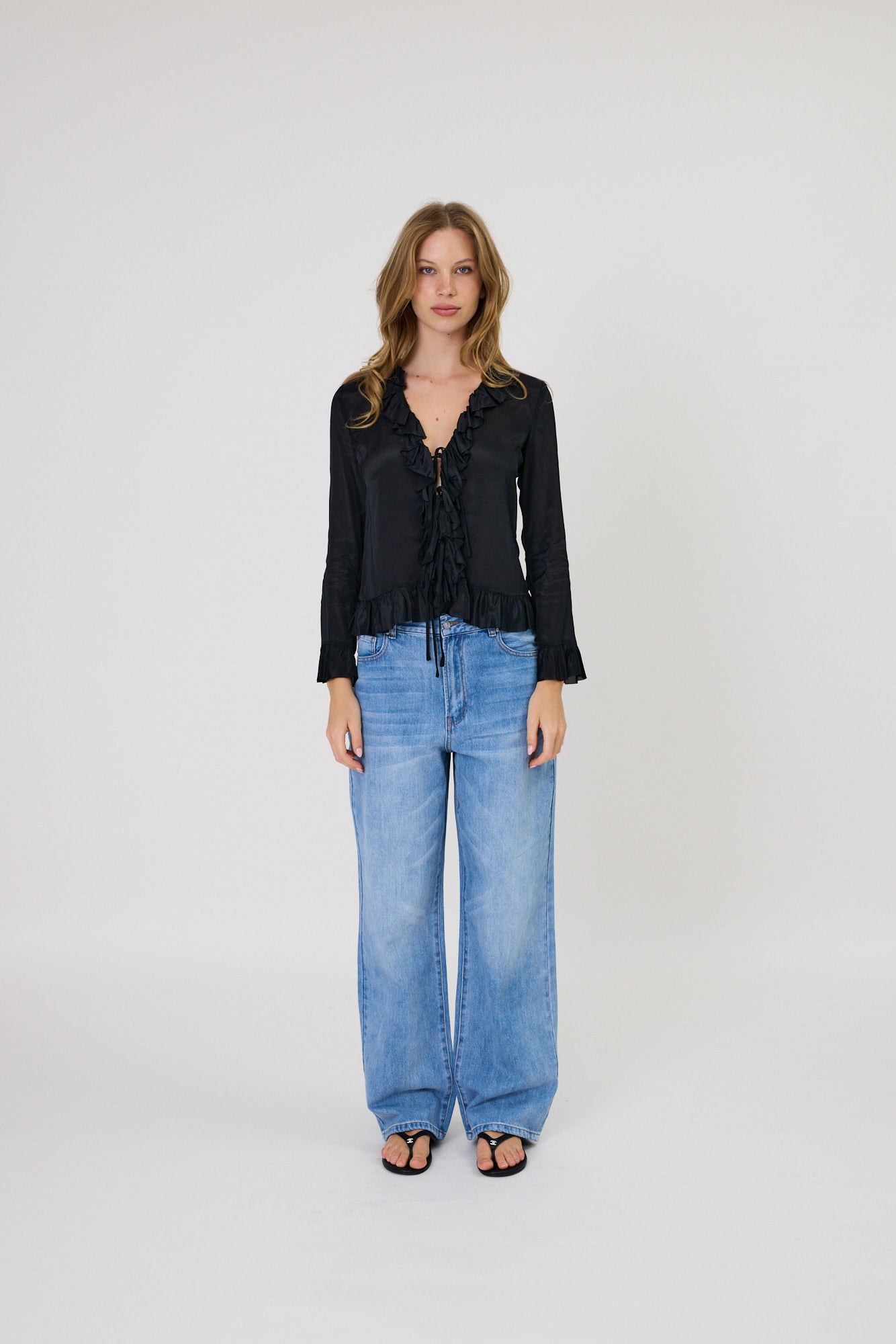 ELORA TIE TOP - BLACK