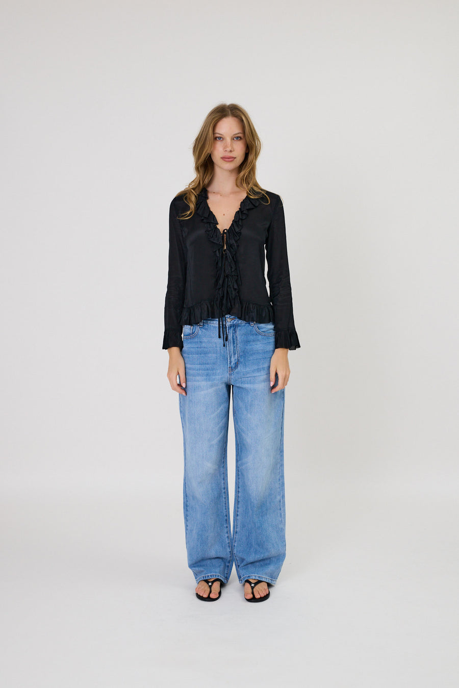 ELORA TIE TOP - BLACK