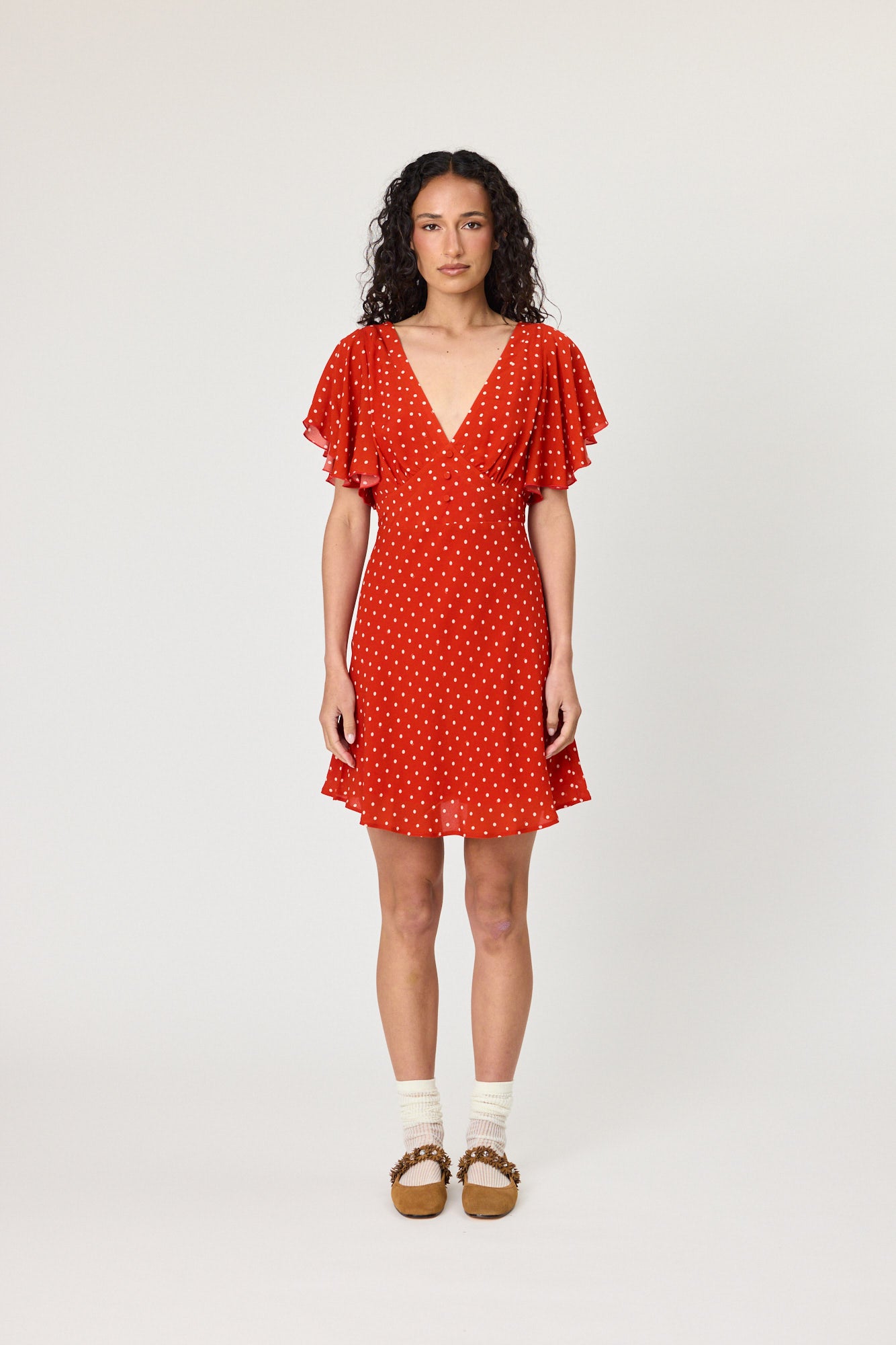 MARINA MINI DRESS - CHILLI POLKA DOT