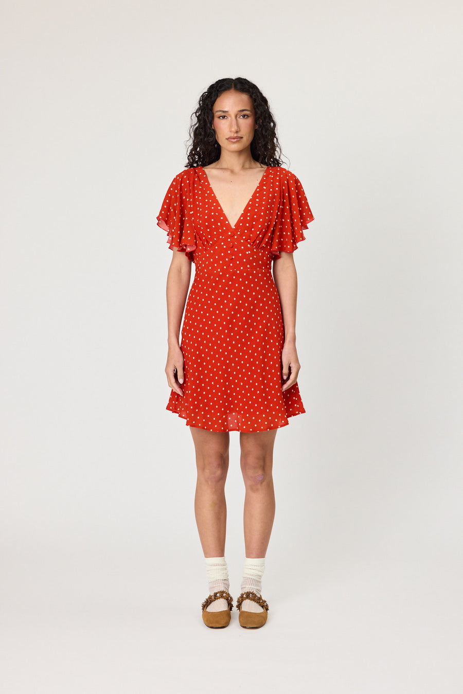 MARINA MINI DRESS - CHILLI POLKA DOT