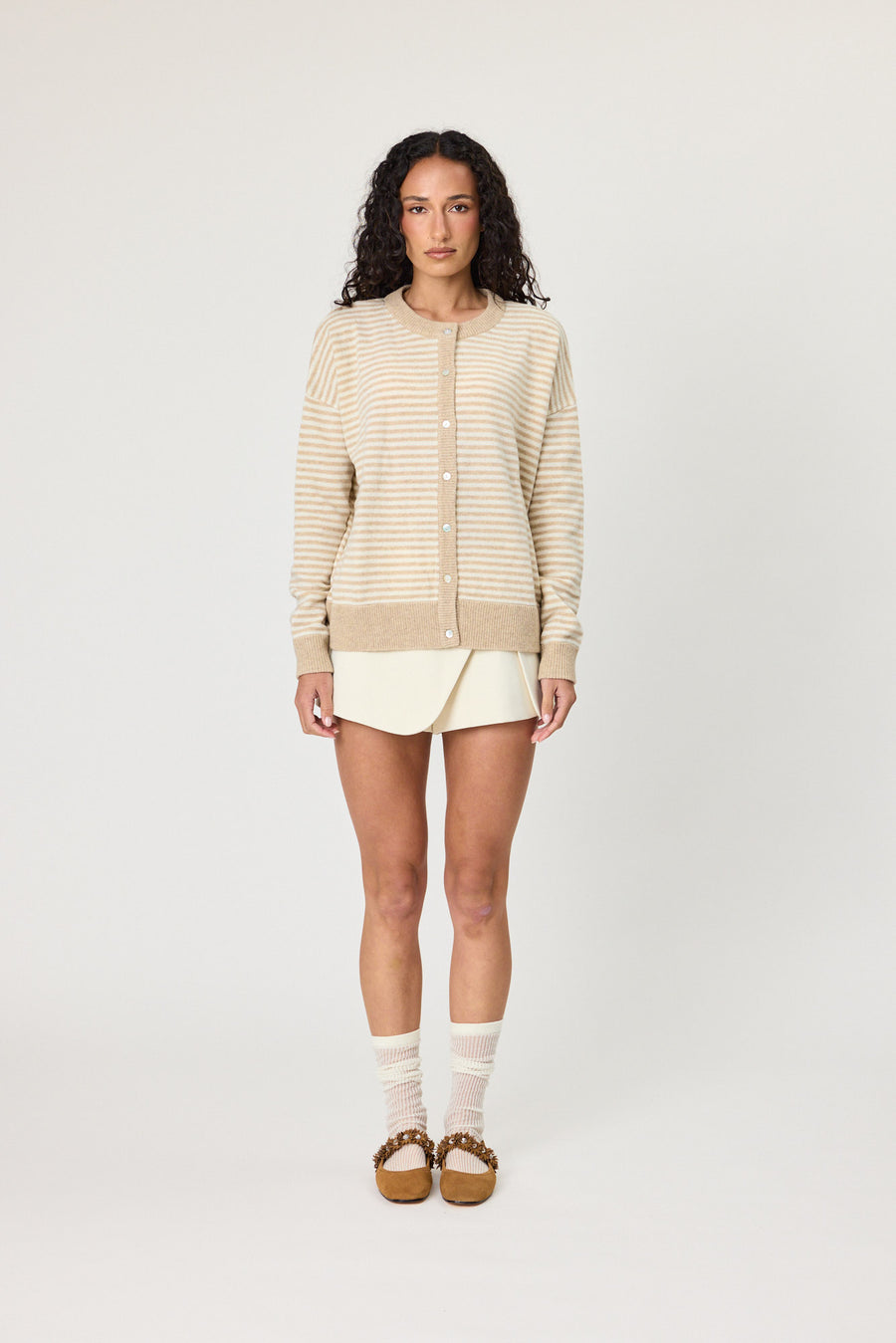TALI CARDIGAN - LATTE STRIPE