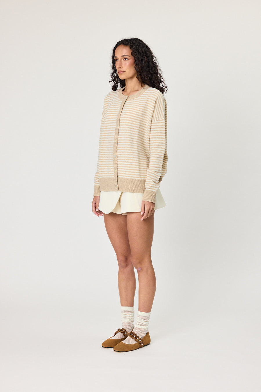 TALI CARDIGAN - LATTE STRIPE