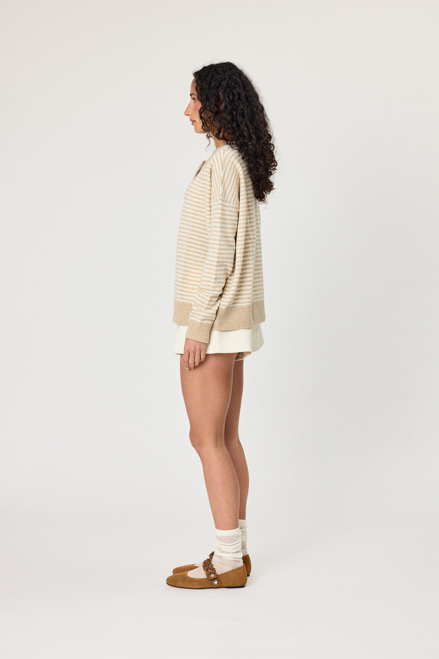 TALI CARDIGAN - LATTE STRIPE