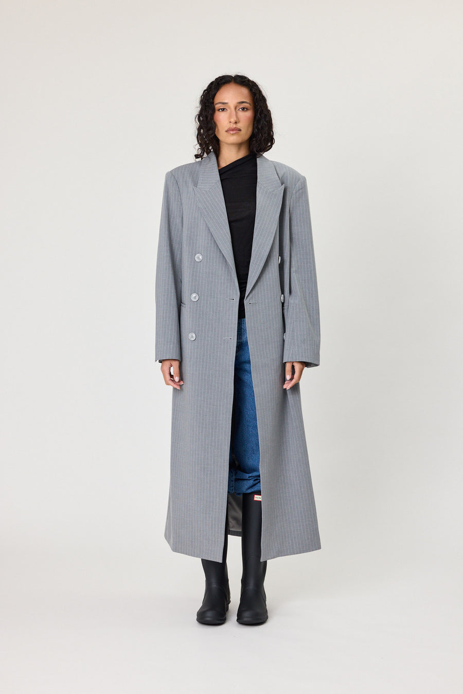 PORTER COAT - GREY STRIPE