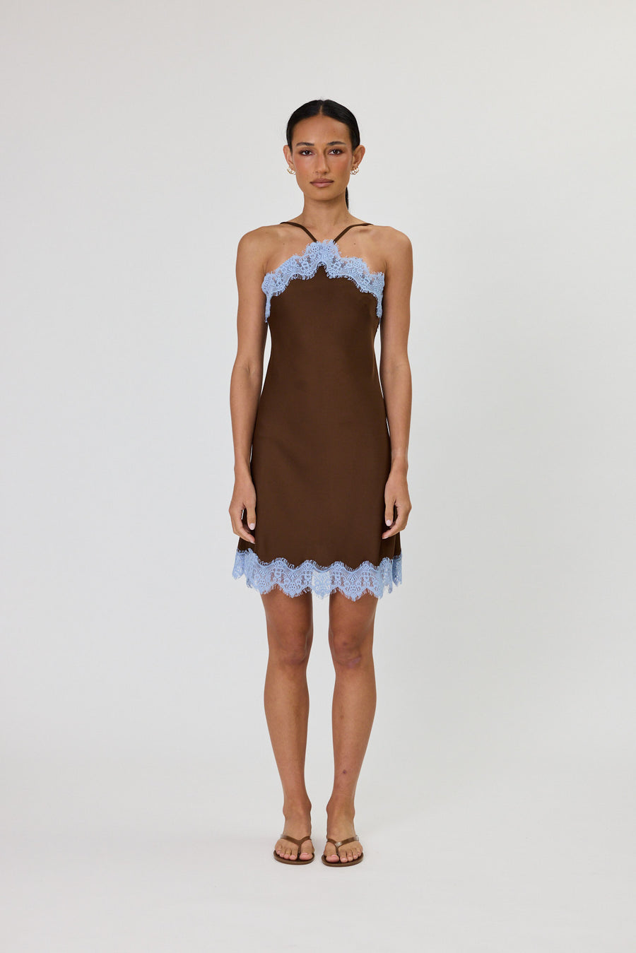 RUE MINI DRESS - CHOCOLATE / OCEAN