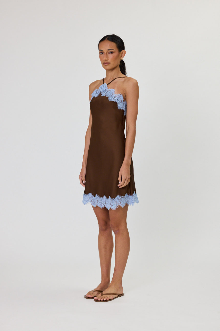RUE MINI DRESS - CHOCOLATE / OCEAN