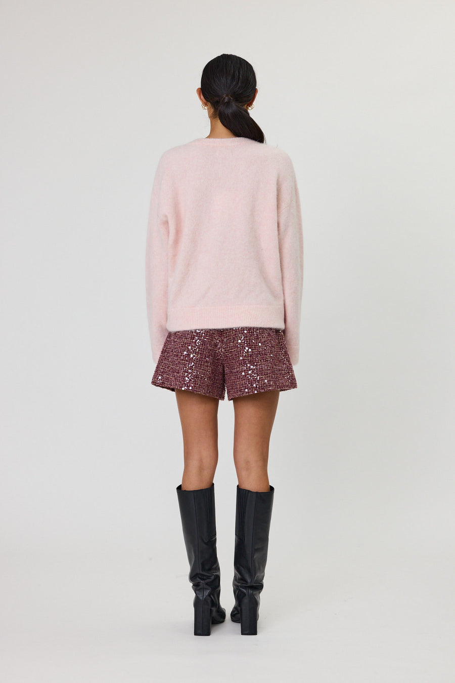 MILAN SHORTS  - POMEGRANATE WITH SEQUINS