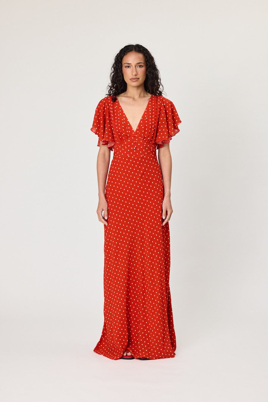 MARINA MAXI DRESS - CHILLI POLKA DOT
