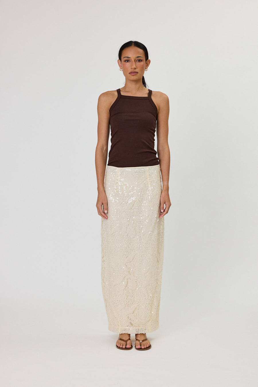 LARISSA MAXI SKIRT - VANILLA SEQUIN