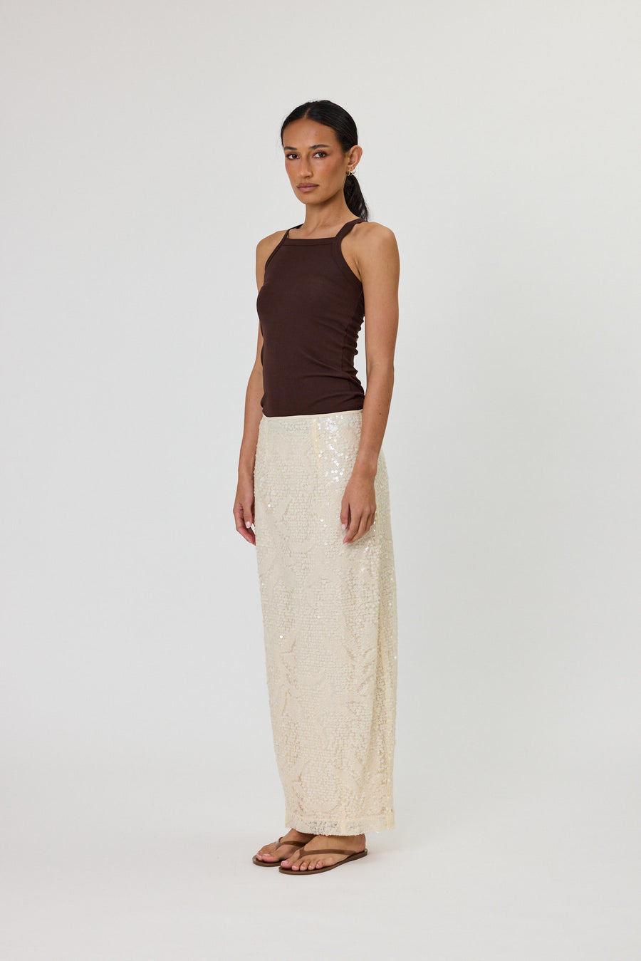 LARISSA MAXI SKIRT - VANILLA SEQUIN