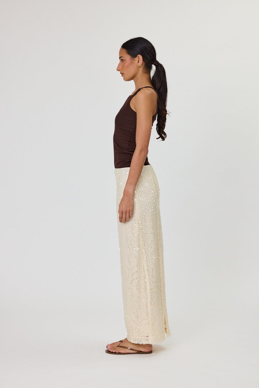 LARISSA MAXI SKIRT - VANILLA SEQUIN