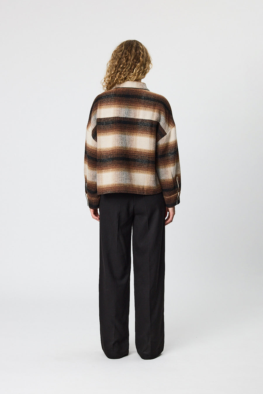 FRANKIE CROP JACKET - CHOCOLATE CHECK