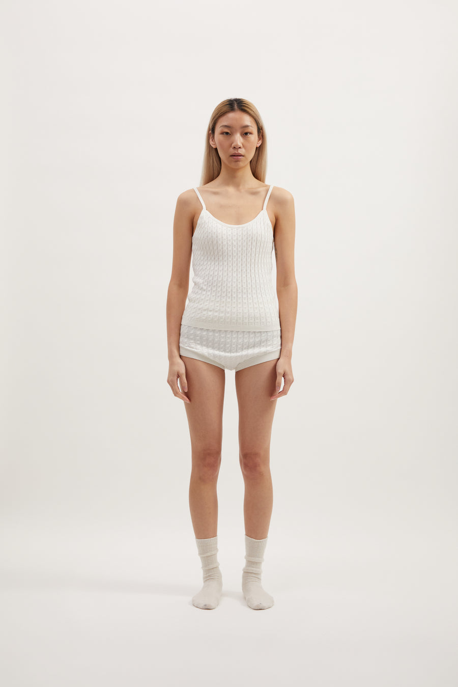 MAE CABLE KNIT TANK - IVORY