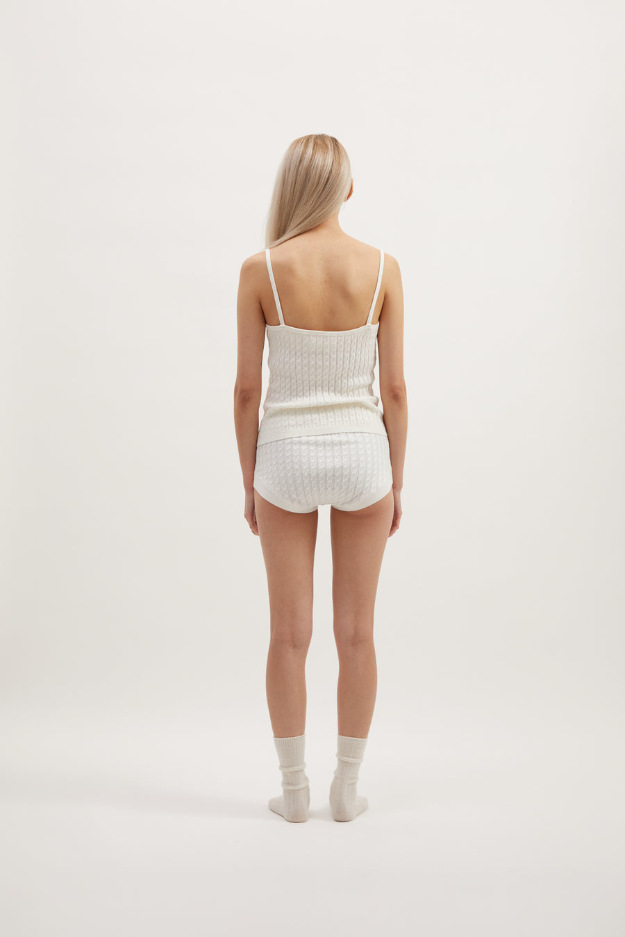 MAE CABLE KNIT TANK - IVORY