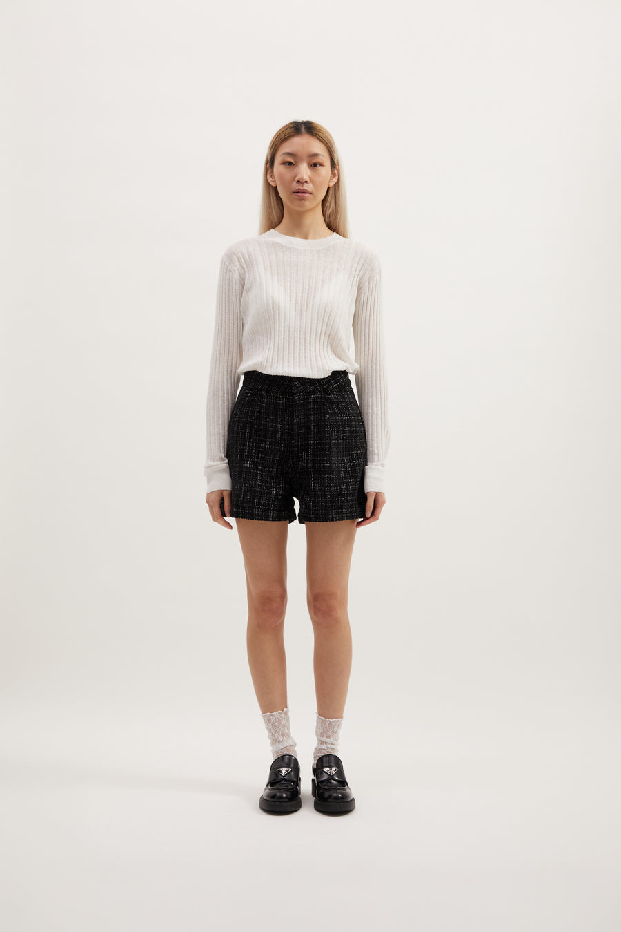 KYLA SHORTS - BLACK BOUCLE