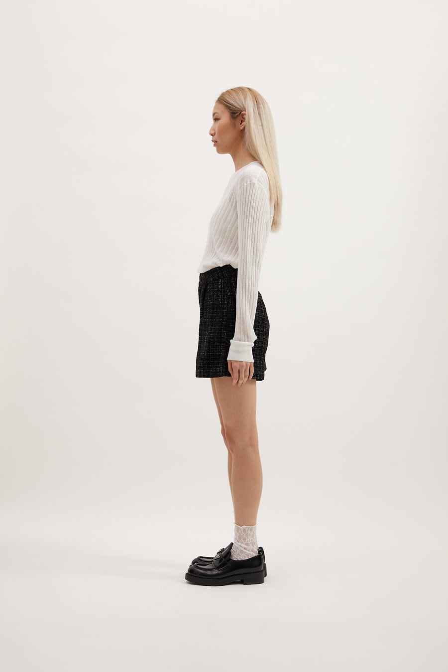 KYLA SHORTS - BLACK BOUCLE