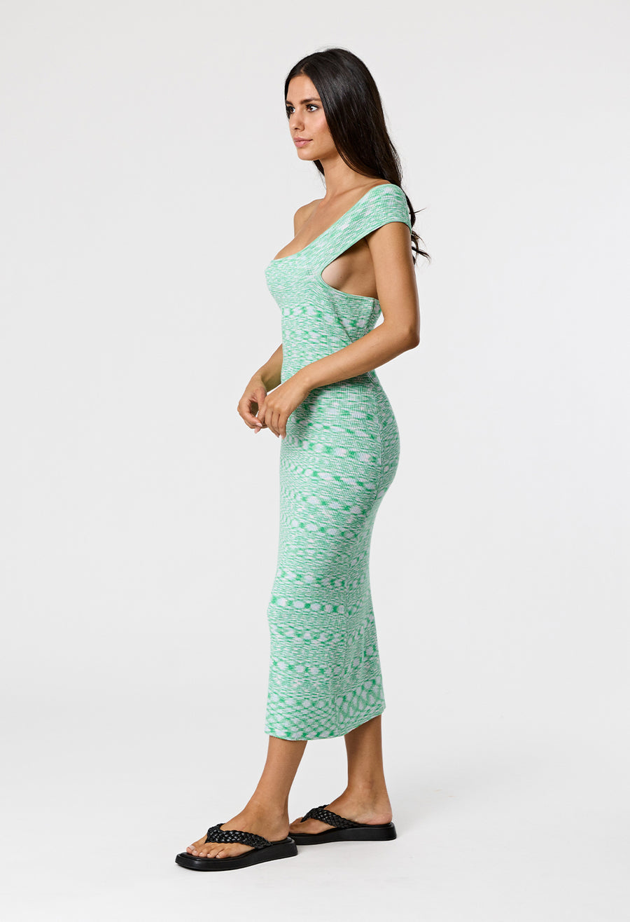 KEYA DRESS - LIME STATIC