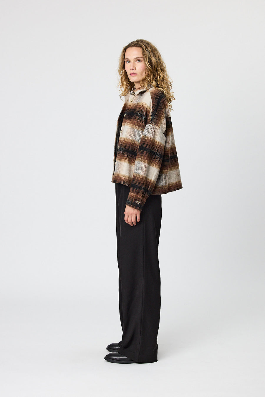 FRANKIE CROP JACKET - CHOCOLATE CHECK