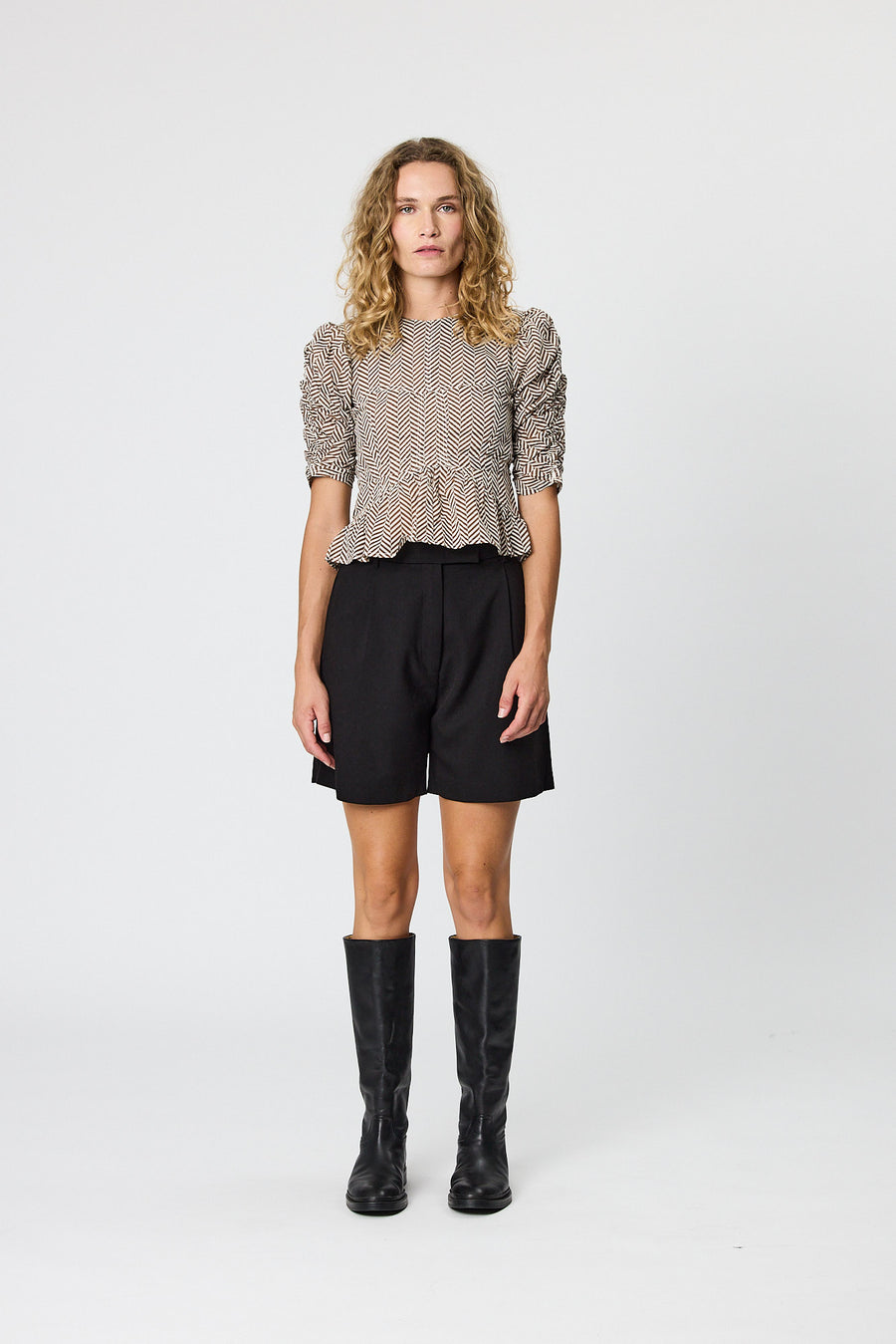 MARNI TOP - CHOCOLATE HERRINGBONE